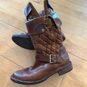 UGG Brown Leather Quilted Boots